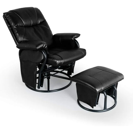 LAZZO Glider Chairs Rocking Chair with Ottoman Black