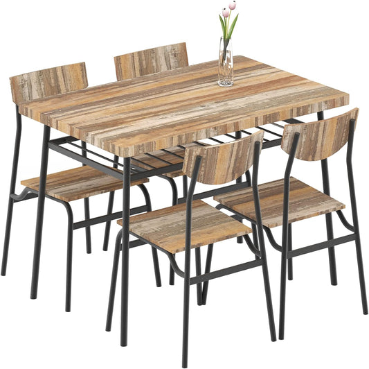 LAZZO 43" Dinning Table Sets for 4, Industrial Rectangular Kitchen Table and Chairs Set