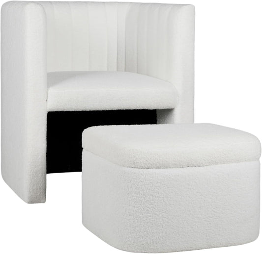 LAZZO Accent Chair with Ottoman, White