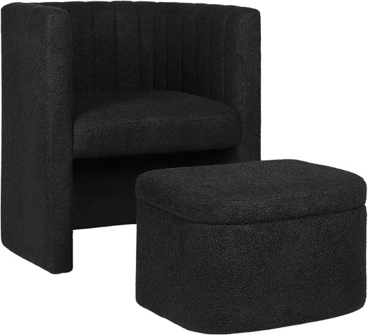 LAZZO Accent Chair with Ottoman, Black