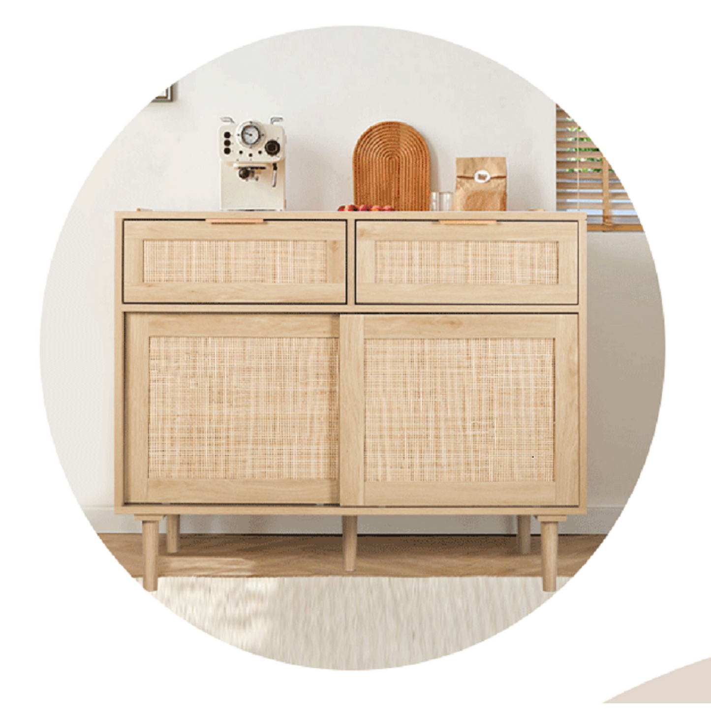 LAZZO 39inch Rattan Cabinet with Mobile Door