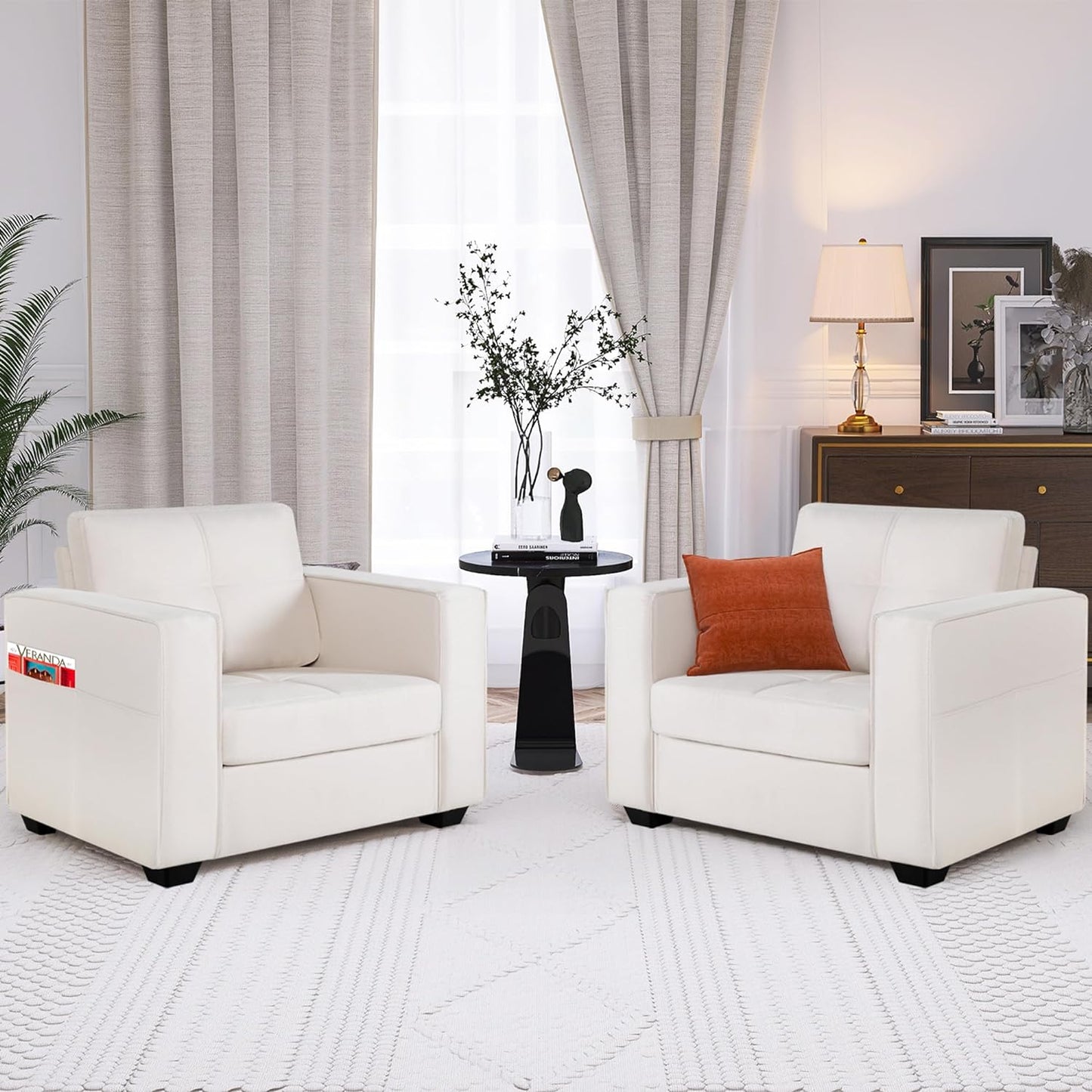 LAZZO Accent Chairs Set of 2 (Cream Beige)