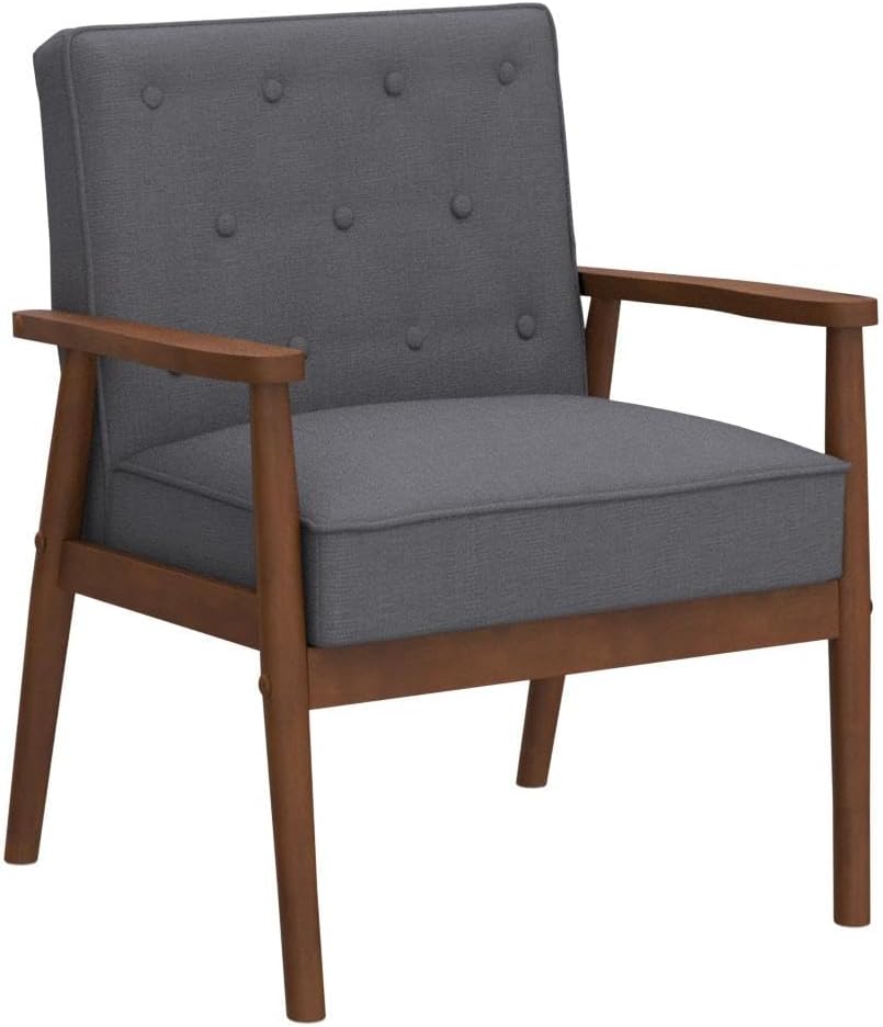 LAZZO Mid-Century Retro Modern Solid Wood Armrest Accent Chair