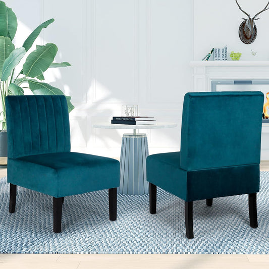 LAZZO Mordern Velvet Armless Accent Chairs Set of 2