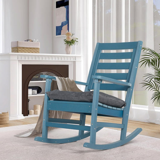 LAZZO Patio Rocking Chair Outdoor, Blue