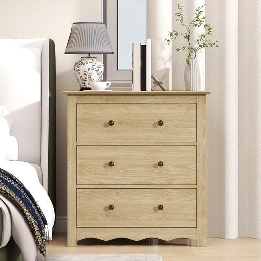 LAZZO Wooden 3 Drawer Dresser, Natural