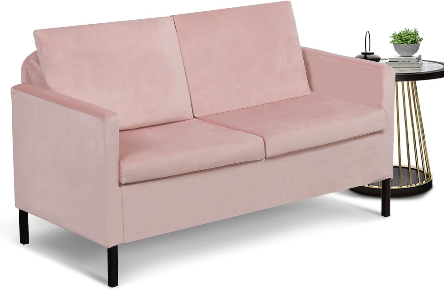 LAZZO 51" W Fabric Modern Small Loveseat, Pink