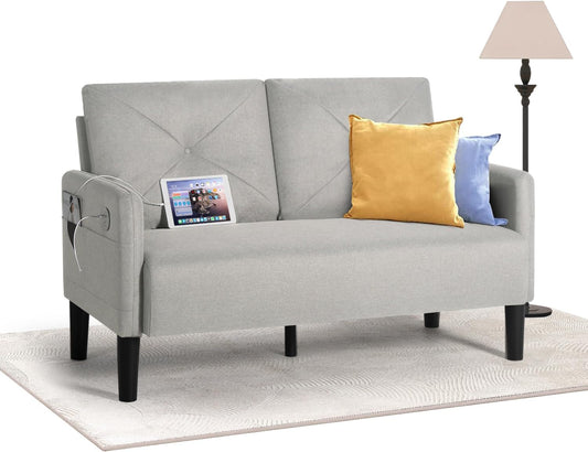 LAZZO Modern Comfy Loveseat Upholstered 56" W Small Sofa Couches w/ 2 USB Charging Ports