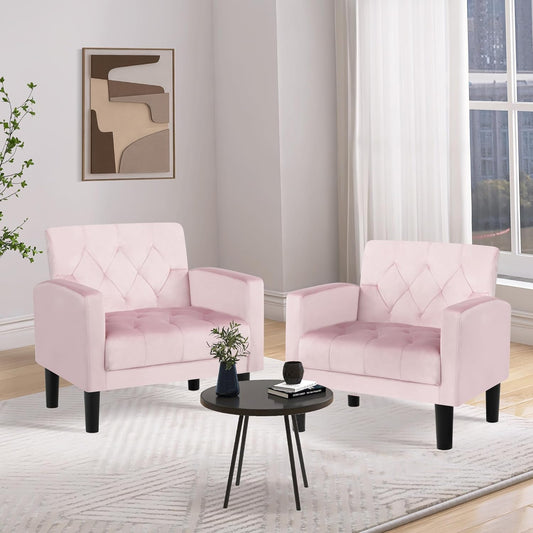 LAZZO Mid Century Arm Chair (Pink, 2PCS)